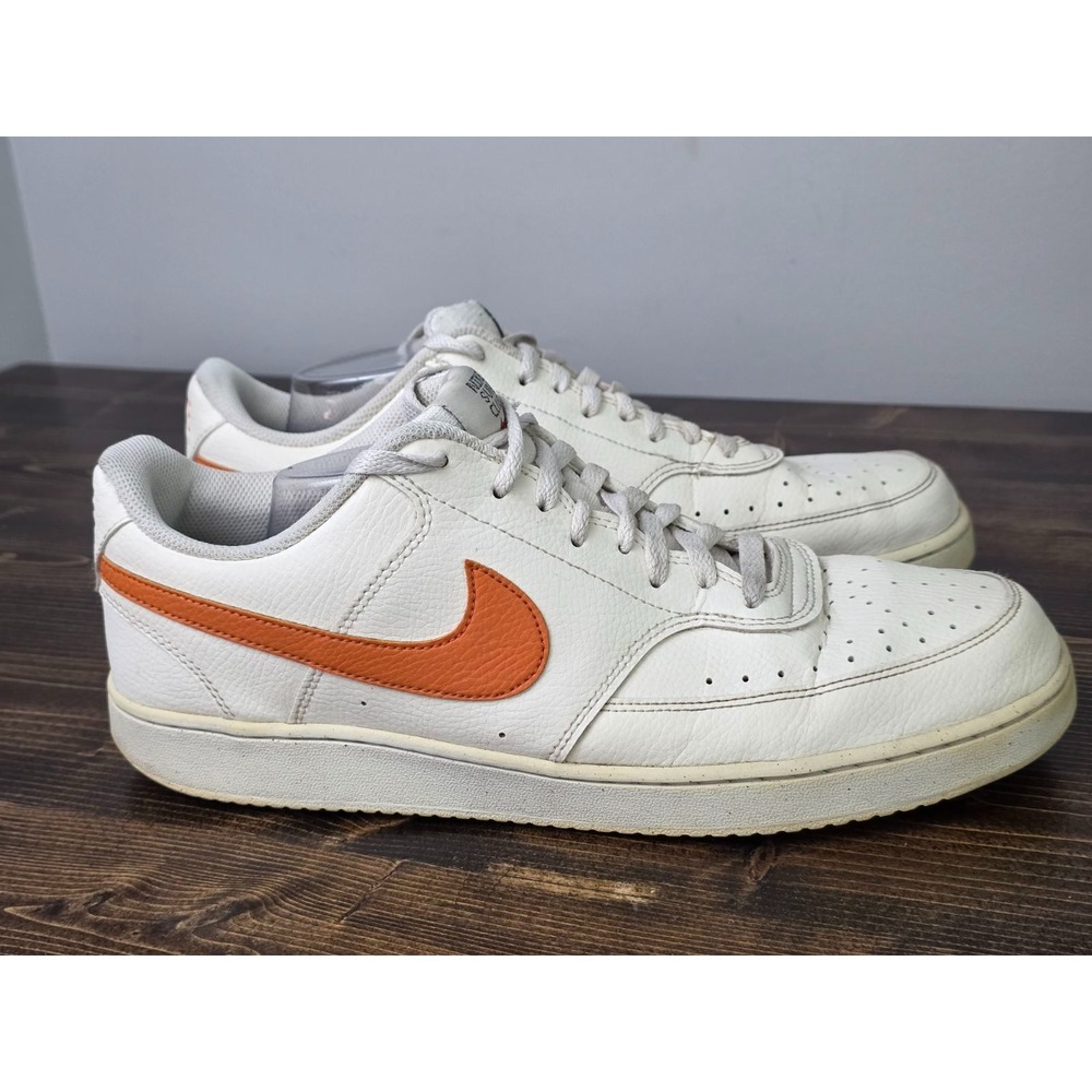 Nike Court Sun Club Men's Sneakers Size 13 White Orange Leather Lace Up Shoes